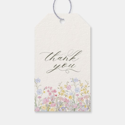 Elegant Calligraphy Boho Wildflowers Wedding ギフトタグ (裏面)