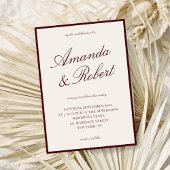 Elegant Calligraphy Burgundy Old Money Wedding 招待状