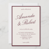 Elegant Calligraphy Burgundy Old Money Wedding 招待状 (正面)