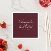 Elegant Calligraphy Burgundy Wedding スタンダードカクテルナプキン (インサイチュ)