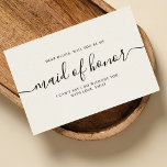 Elegant Calligraphy Classic Maid of Honor Proposal ノートカード<br><div class="desc">This elegant calligraphy classic maid of honor proposal note card is the perfect way to ask your best friend or sister to be a part of your special day. The card features beautiful calligraphy on a simple and classic design, giving it a timeless and sophisticated look. The high-quality card stock...</div>