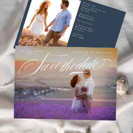 Elegant Calligraphy Classic QR Code Two Photo セーブザデート