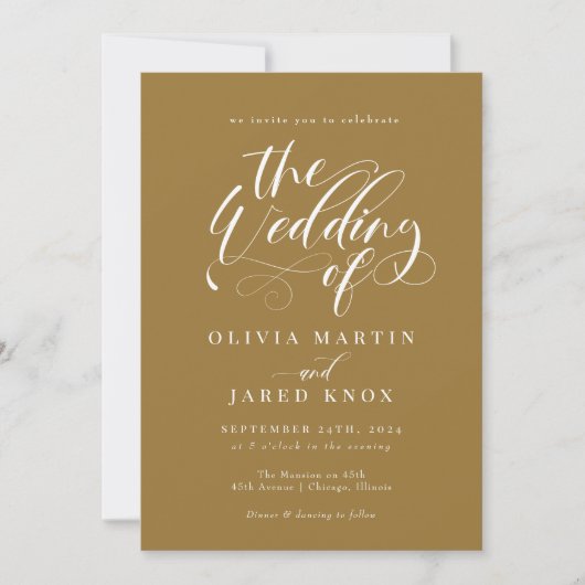 Elegant Calligraphy Classic Wedding Invitation 招待状 (正面)