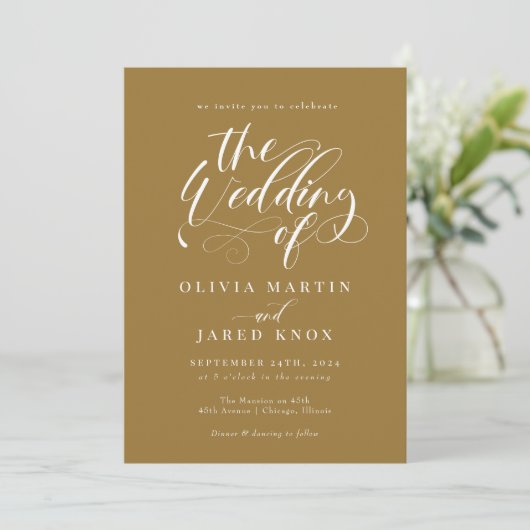 Elegant Calligraphy Classic Wedding Invitation 招待状 (スタンド正面)