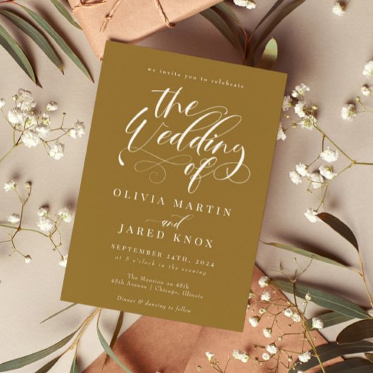 Elegant Calligraphy Classic Wedding Invitation 招待状