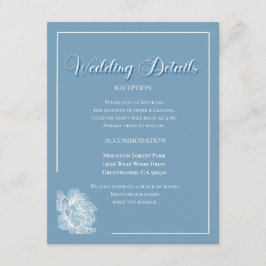 Elegant Calligraphy Dusty Blue Floral Wedding エンクロージャーカード