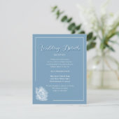 Elegant Calligraphy Dusty Blue Floral Wedding エンクロージャーカード (スタンド正面)