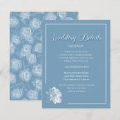 Elegant Calligraphy Dusty Blue Floral Wedding エンクロージャーカード (正面/裏面)