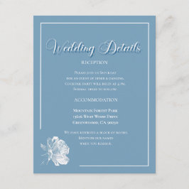 Elegant Calligraphy Dusty Blue Floral Wedding エンクロージャーカード