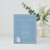 Elegant Calligraphy Dusty Blue Floral Wedding エンクロージャーカード (スタンド正面)