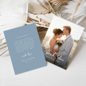 Elegant Calligraphy Dusty Blue Photo Wedding  サンキューカード