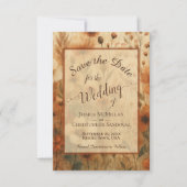 Elegant Calligraphy Fall Boho Wildflowers Wedding セーブザデート (正面)