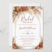 Elegant Calligraphy Floral Boho Bridal Shower 招待状 (正面)