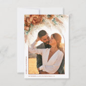 Elegant Calligraphy Floral Boho Photo Wedding セーブザデート (裏面)