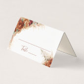 Elegant Calligraphy Floral Boho Wedding Place Card (正面)