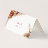 Elegant Calligraphy Floral Boho Wedding Place Card (裏面)