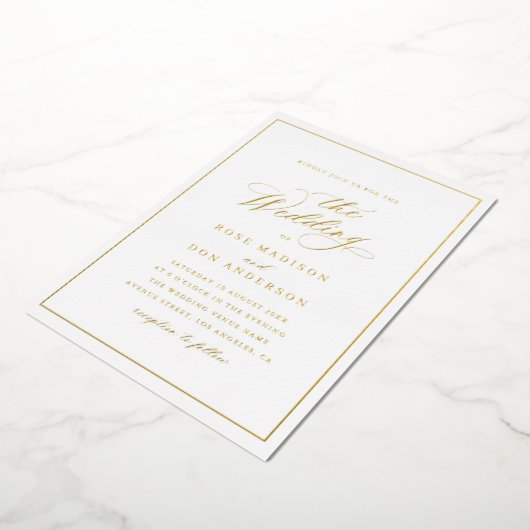 Elegant calligraphy gold and white wedding 箔招待状 (回転した状態)