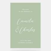 Elegant Calligraphy Green Wedding Welcome  アクリルサイン (正面)