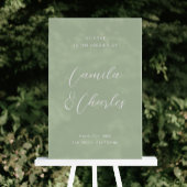 Elegant Calligraphy Green Wedding Welcome  アクリルサイン
