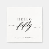 Elegant Calligraphy Hello 50 Birthday Personalized スタンダードカクテルナプキン (正面)