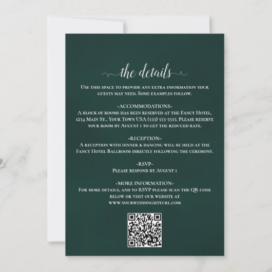 Elegant Calligraphy Lake Tahoe QR Code Wedding 招待状 (裏面)