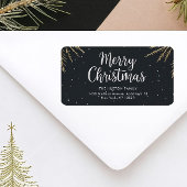 Elegant Calligraphy Merry Christmas Return Address ラベル