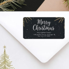 Elegant Calligraphy Merry Christmas Return Address ラベル