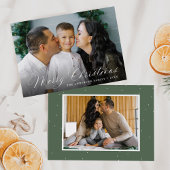 Elegant Calligraphy Merry Christmas Sage 2 Photo シーズンカード