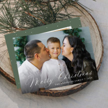 Elegant Calligraphy Merry Christmas Sage 2 Photo