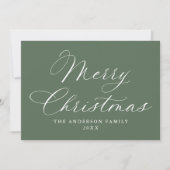 Elegant Calligraphy Merry Christmas Sage Non-Photo シーズンカード (正面)