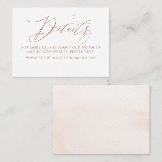 Elegant Calligraphy Minimalist Wedding Information エンクロージャーカード (正面/裏面)