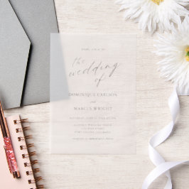 Elegant Calligraphy Modern Wedding ベラム紙招待状