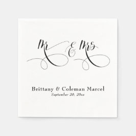 Elegant Calligraphy Mr & Mrs Wedding Napkins スタンダードカクテルナプキン