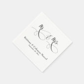 Elegant Calligraphy Mr & Mrs Wedding Napkins スタンダードカクテルナプキン (角)