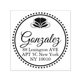 Elegant Calligraphy Name Address Rubber Stamp セルフインキングスタンプ