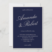 Elegant Calligraphy Navy Blue Old Money Wedding