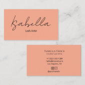 Elegant Calligraphy Peach Lash Artist 名刺 (正面/裏面)