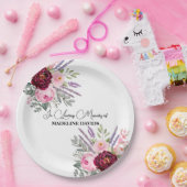 Elegant Calligraphy Peonies Funeral  ペーパープレート (パーティー)