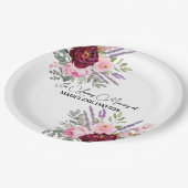 Elegant Calligraphy Peonies Funeral  ペーパープレート (アングル)