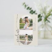 Elegant Calligraphy Photo Graduation Announcement ポストカード (スタンド正面)