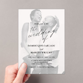 Elegant Calligraphy Photo Modern Wedding アクリル招待状