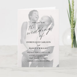 Elegant Calligraphy Photo Modern Wedding 招待状