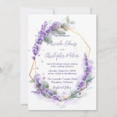 Elegant Calligraphy Purple Lavender Floral Wedding 招待状 (正面)