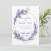 Elegant Calligraphy Purple Lavender Floral Wedding 招待状 (スタンド正面)