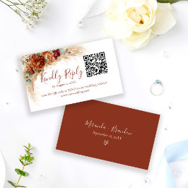 Elegant Calligraphy QR Code Boho Wedding RSVP Card エンクロージャーカード