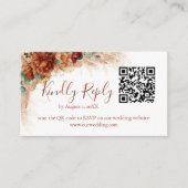 Elegant Calligraphy QR Code Boho Wedding RSVP Card エンクロージャーカード (正面)