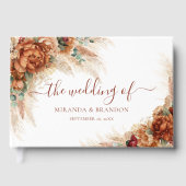 Elegant Calligraphy Romantic Floral Boho Wedding ゲストブック (正面)