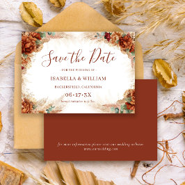 Elegant Calligraphy Romantic Floral Boho Wedding セーブザデート