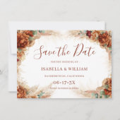 Elegant Calligraphy Romantic Floral Boho Wedding セーブザデート (正面)