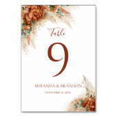 Elegant Calligraphy Romantic Floral Boho Wedding テーブルナンバー (正面)